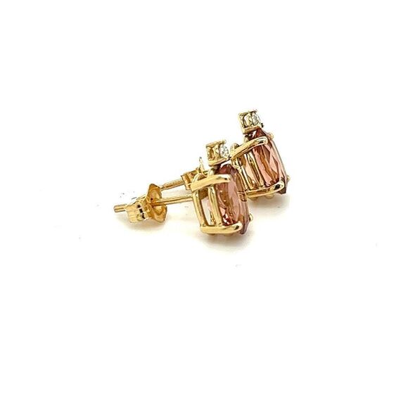Natural Tourmaline Diamond Stud Earrings 14k Y Gold 1.76 TCW Certified $1,690 - Picture 5 of 7